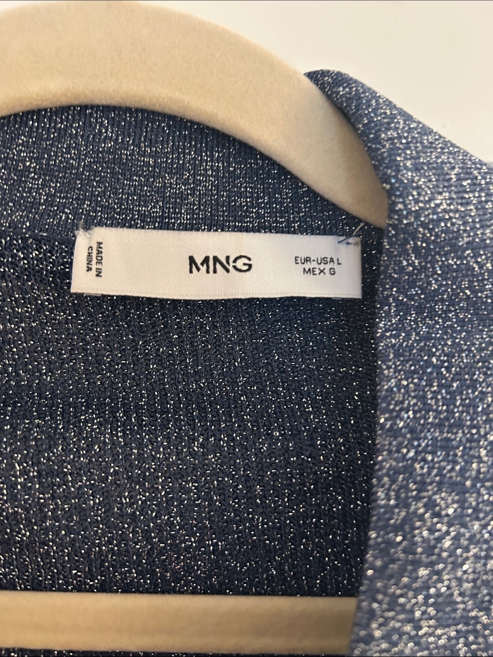 Mango Sparkle Knit Cardigan in Metallic Navy
